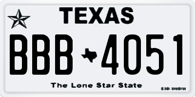 TX license plate BBB4051