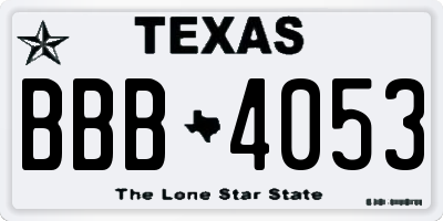 TX license plate BBB4053