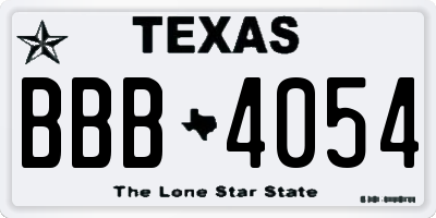 TX license plate BBB4054