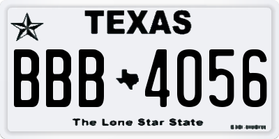 TX license plate BBB4056