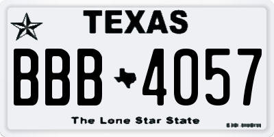 TX license plate BBB4057