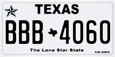 TX license plate BBB4060