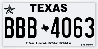 TX license plate BBB4063