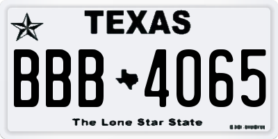 TX license plate BBB4065