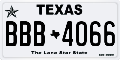 TX license plate BBB4066