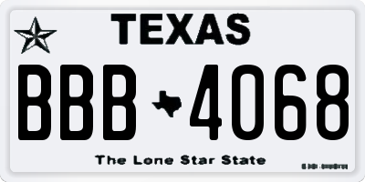 TX license plate BBB4068