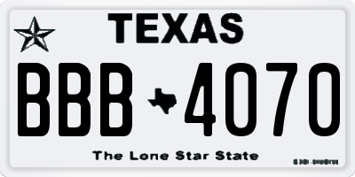 TX license plate BBB4070