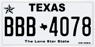 TX license plate BBB4078