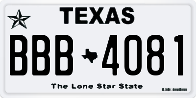 TX license plate BBB4081