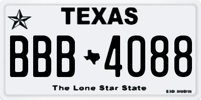 TX license plate BBB4088