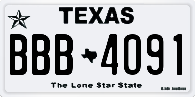 TX license plate BBB4091
