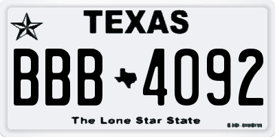 TX license plate BBB4092