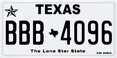 TX license plate BBB4096