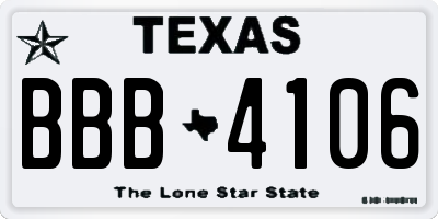 TX license plate BBB4106