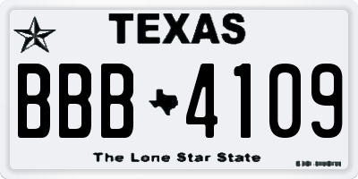 TX license plate BBB4109