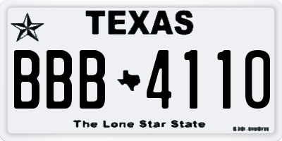 TX license plate BBB4110