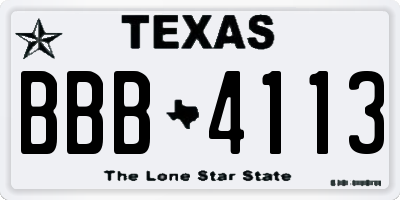 TX license plate BBB4113
