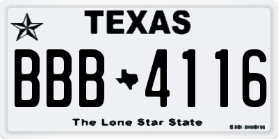 TX license plate BBB4116