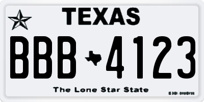 TX license plate BBB4123