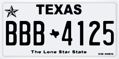 TX license plate BBB4125