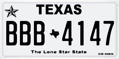 TX license plate BBB4147