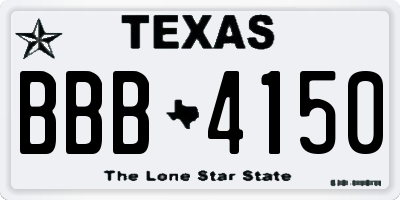 TX license plate BBB4150