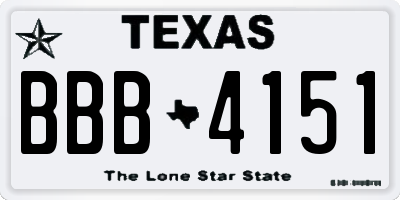 TX license plate BBB4151