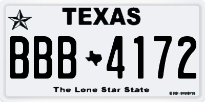 TX license plate BBB4172