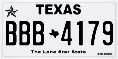TX license plate BBB4179