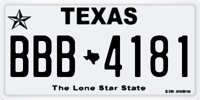 TX license plate BBB4181