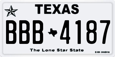 TX license plate BBB4187