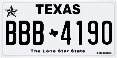 TX license plate BBB4190