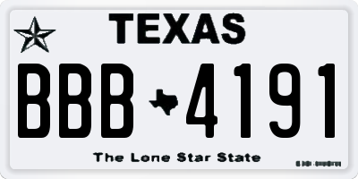 TX license plate BBB4191