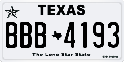 TX license plate BBB4193