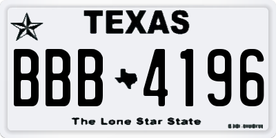 TX license plate BBB4196