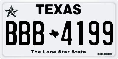TX license plate BBB4199