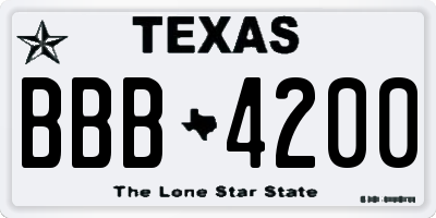 TX license plate BBB4200