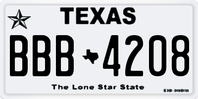 TX license plate BBB4208