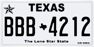 TX license plate BBB4212