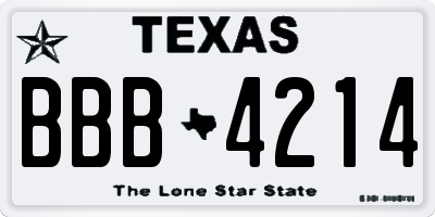TX license plate BBB4214