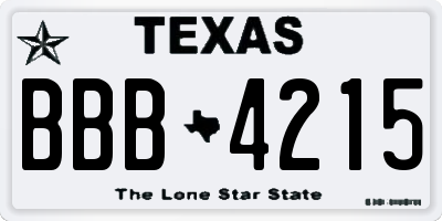 TX license plate BBB4215