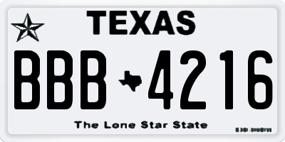 TX license plate BBB4216