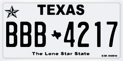 TX license plate BBB4217