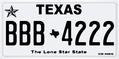TX license plate BBB4222
