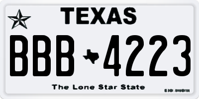 TX license plate BBB4223