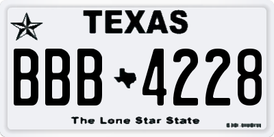 TX license plate BBB4228