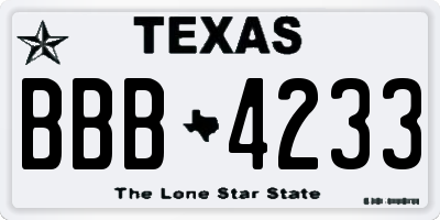 TX license plate BBB4233