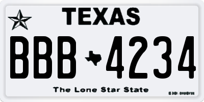 TX license plate BBB4234