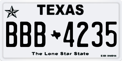 TX license plate BBB4235