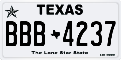 TX license plate BBB4237